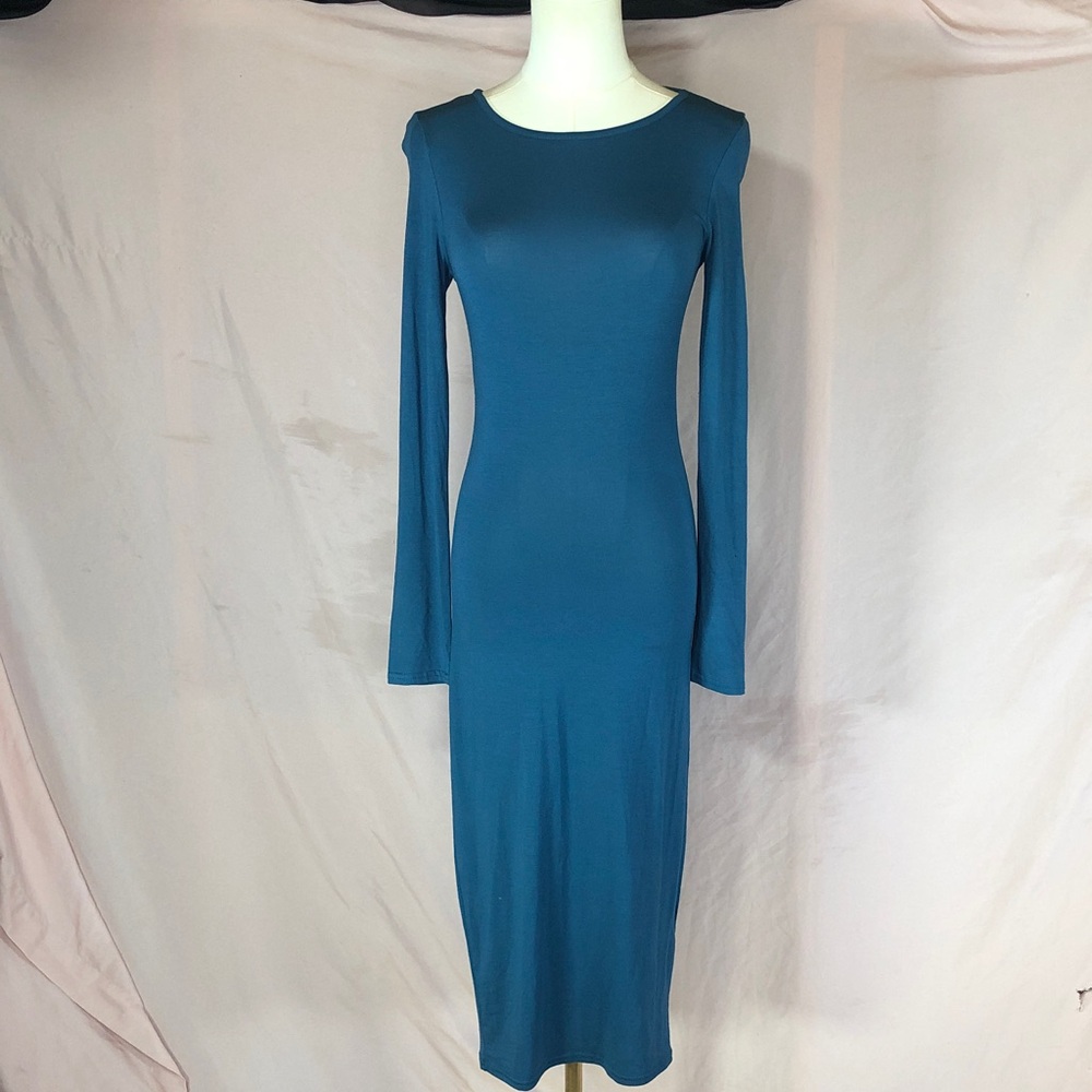 NWT Sleek Long-Sleeve Teal Bodycon Dress Size Small XS